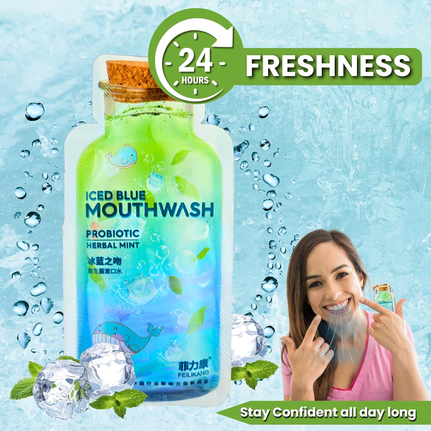 Skywin Travel Size Mouthwash - Mini Mint Flavored Packets for Adults, Prevents Cavities, Individual Packets (14 Pcs in 1 Pack) - Image 5