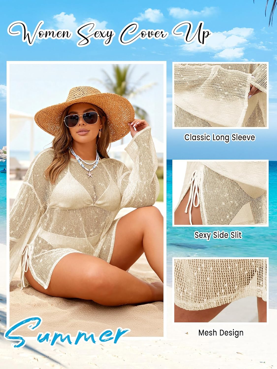 MK Shop Limited Womens Plus Size Swimsuit Crochet Cover Up Sexy Boat Neck Bathing Suit Summer Beach Kaftan Dress 2026 - Image 6