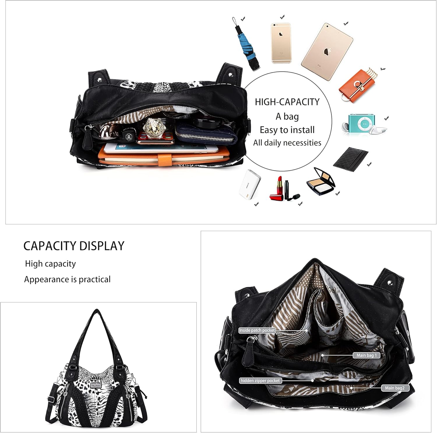 Purses and Handbags Women Fashion Tote Bag Shoulder Bags Top Handle Satchel Purses Washed Synthetic Leather Handbag - Image 4