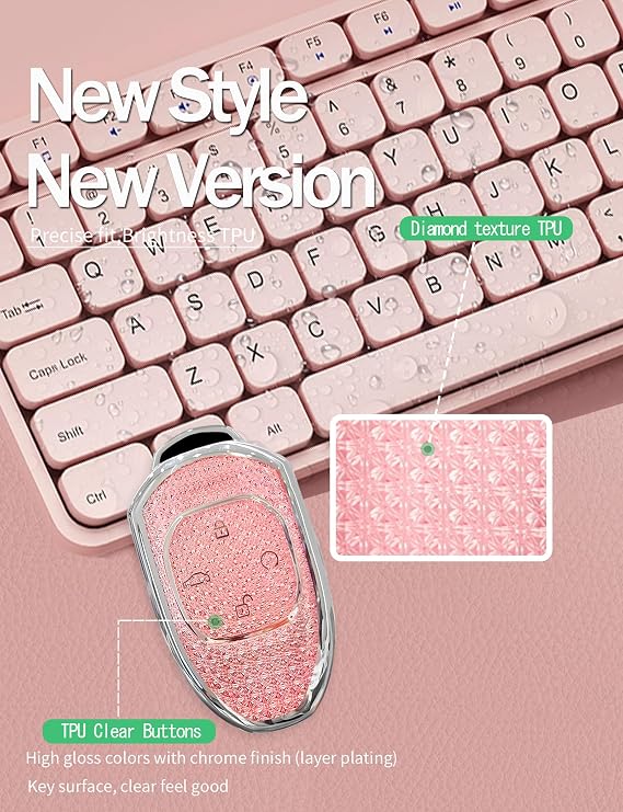 TPU Crystal Key Fob Cover Fit for Trumpchi GAC 2021 Empow J11 J12 J13 J14 J15 J16 GS8 Key Accessories Smart Remote Auto Key Case Fit for Trumpchi Protector-B Keychain Pink