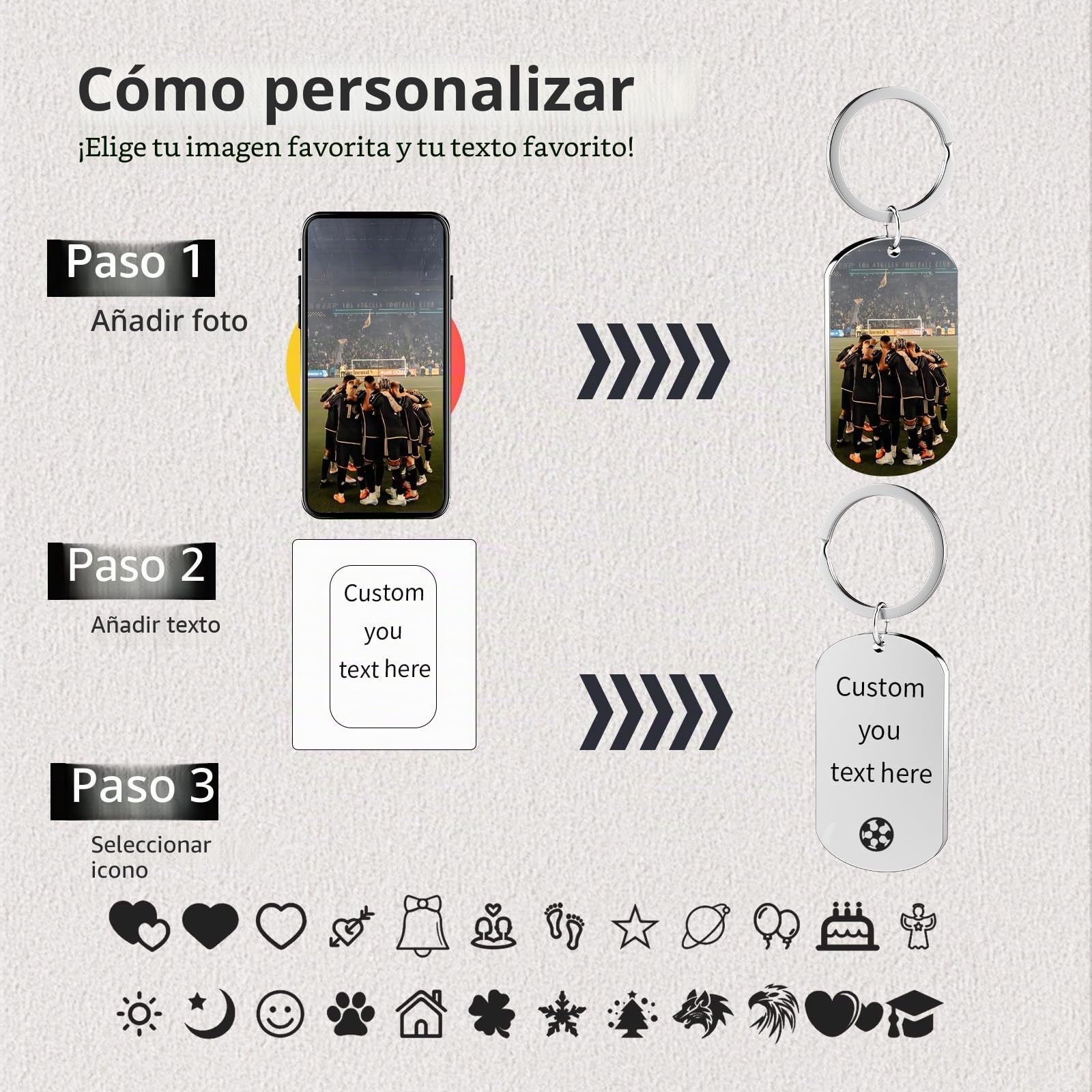 10 ~ 50 llaveros personalizados con texto de imagen, llavero personalizado con foto para reuniones y conmemoraciones