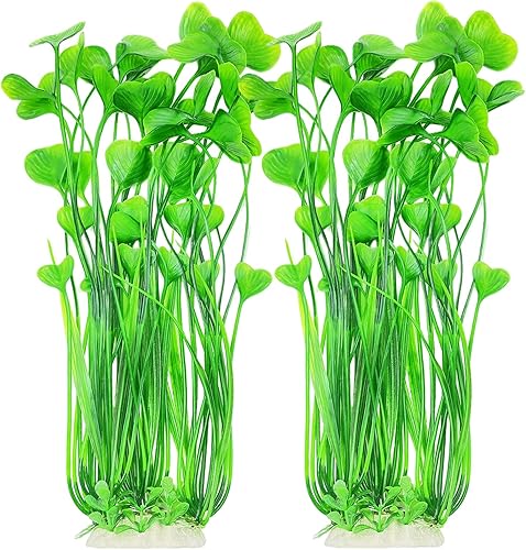Jongdari - Planta de acuario grande 2 piezas de plástico artificial para peceras 150in de altura Verde, Morado
