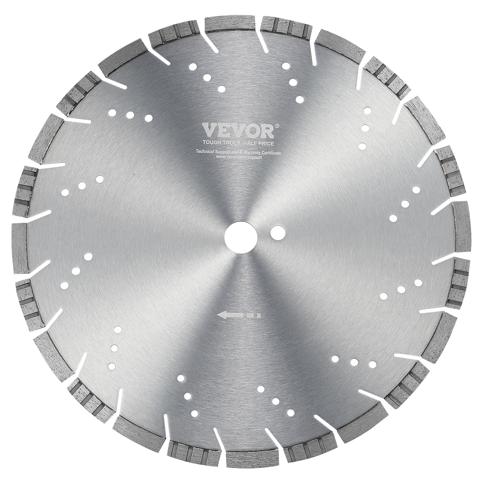 VEVOR Disque à Tronçonner Diamanté 350 mm, Disque Diamant Humide ou Sèche, Lame de Scie à Béton avec Dents Inclinées de 12 mm, Diamètre du Trou Central Universel 25,4 mm, pour Béton, Carrelage, Brique