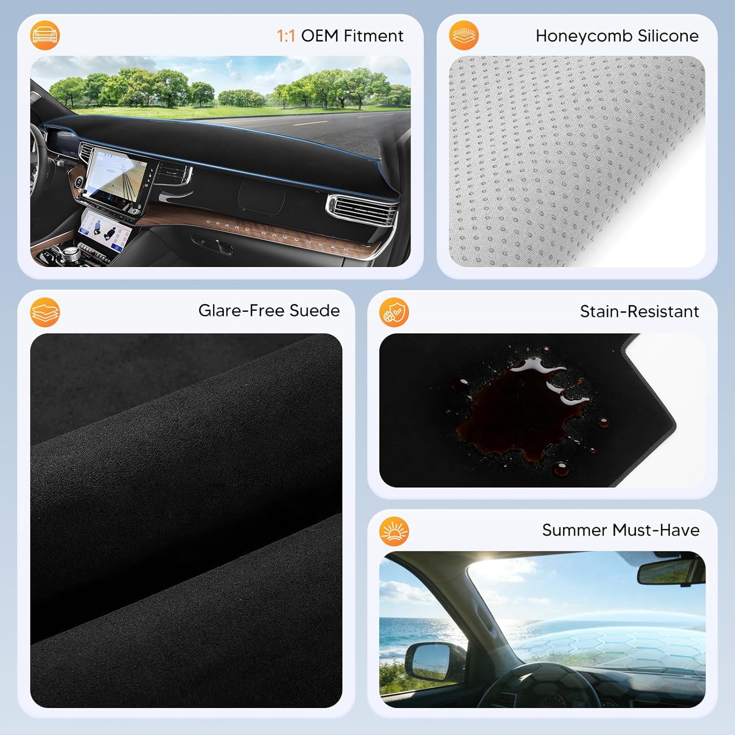 CARTIST Dash Cover for 2022 2023 2024 Jeep Grand Wagoneer Dashboard Cover Accessories Premium Suede Anti-Glare Sun Shade Dash Mat Non-Slip&Airbag Safe Interior Protector