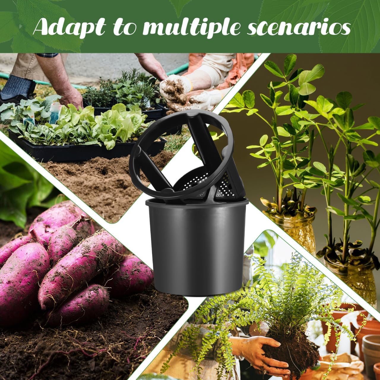 Sosoport Garden Plant Pot Potato Planter Plant Grow Bucket Tomato Groeing Pot with Drainage Hole for Vegetables Fruits Flowers