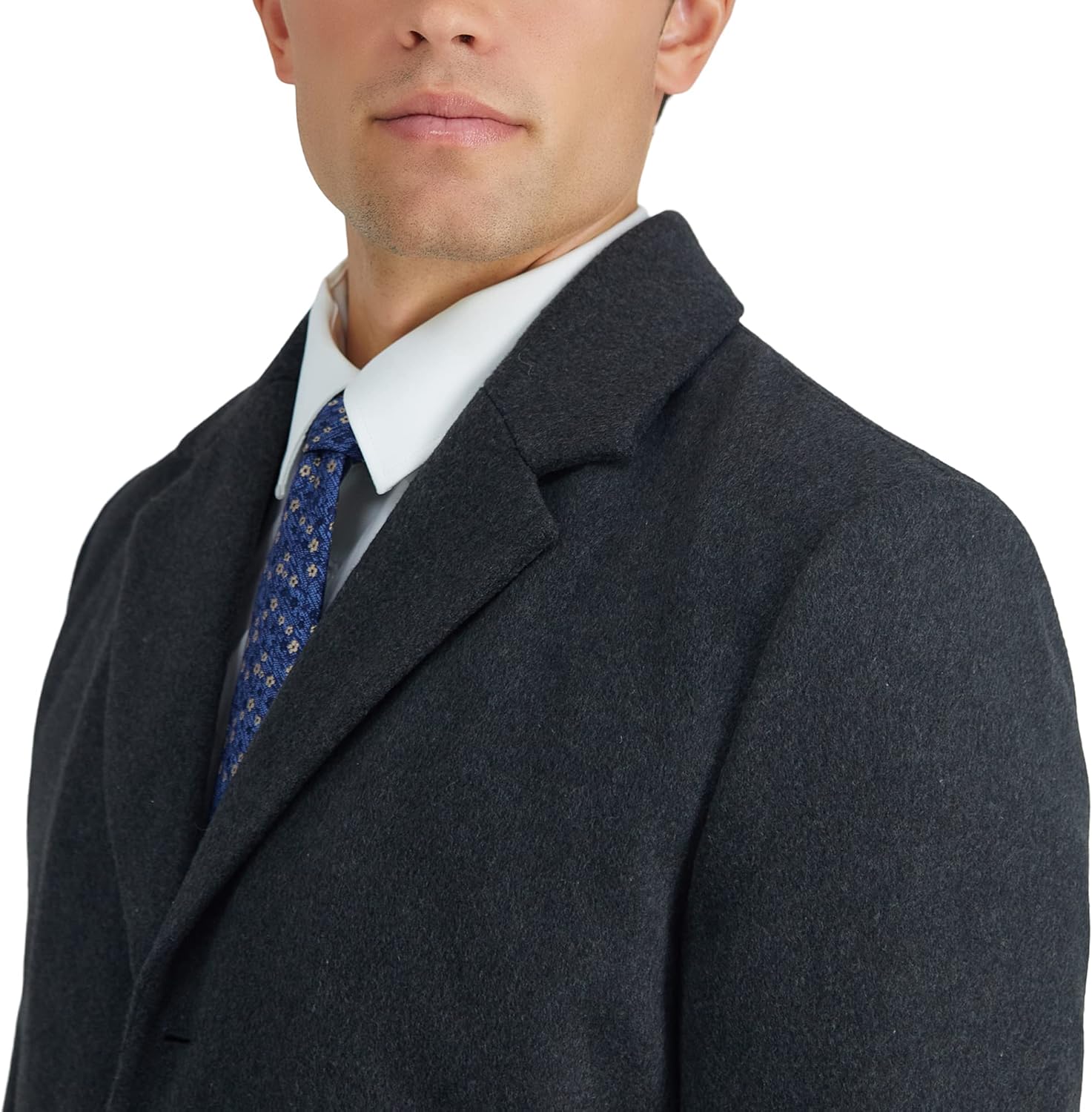 Men's Gray Brushed Twill Topcoat Detail