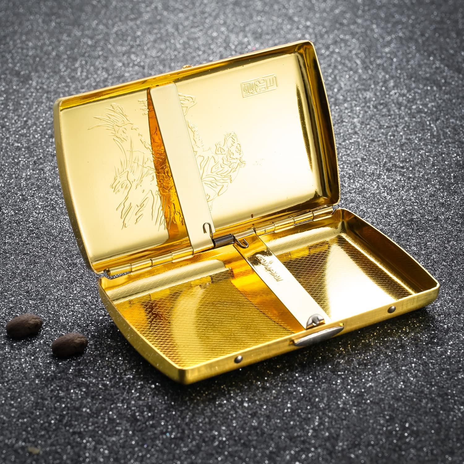 Retro Zigarettenetui gold metall klein, Zigarettenbox für Damen mann frau Vintage antik Zigarettenetui gold,Zigarettencase Zigarettenhülle für 12 Normal Zigaretten Mit Geschenk-Box（SSH jin）