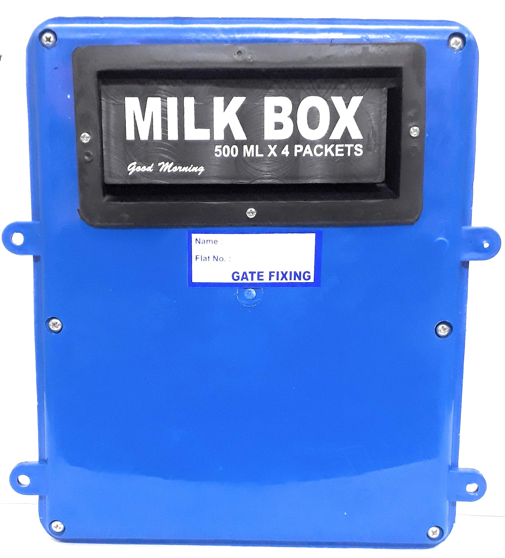The Game Begins Gate Fitting Milk Box with Door opening at the Back Side (Rear) | Blue Color | Size: 28x25x10 (LXBXH in cm)