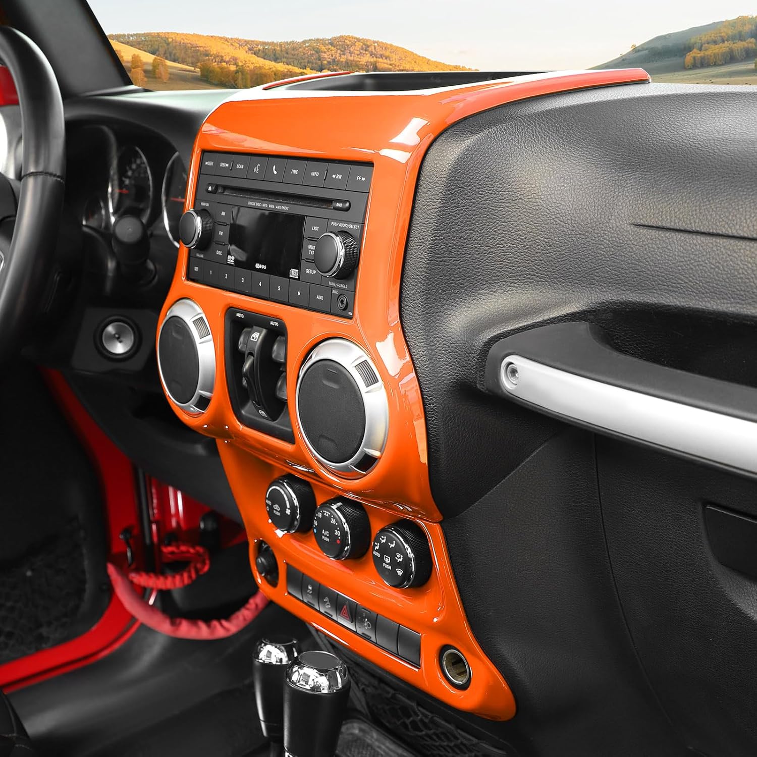 RT-TCZ for Jeep JK Orange Dash Accents Radio A/C Controls Cover Trim for Jeep Wrangler JK JKU 2011-2017 ABS Interior Accessories 2pcs