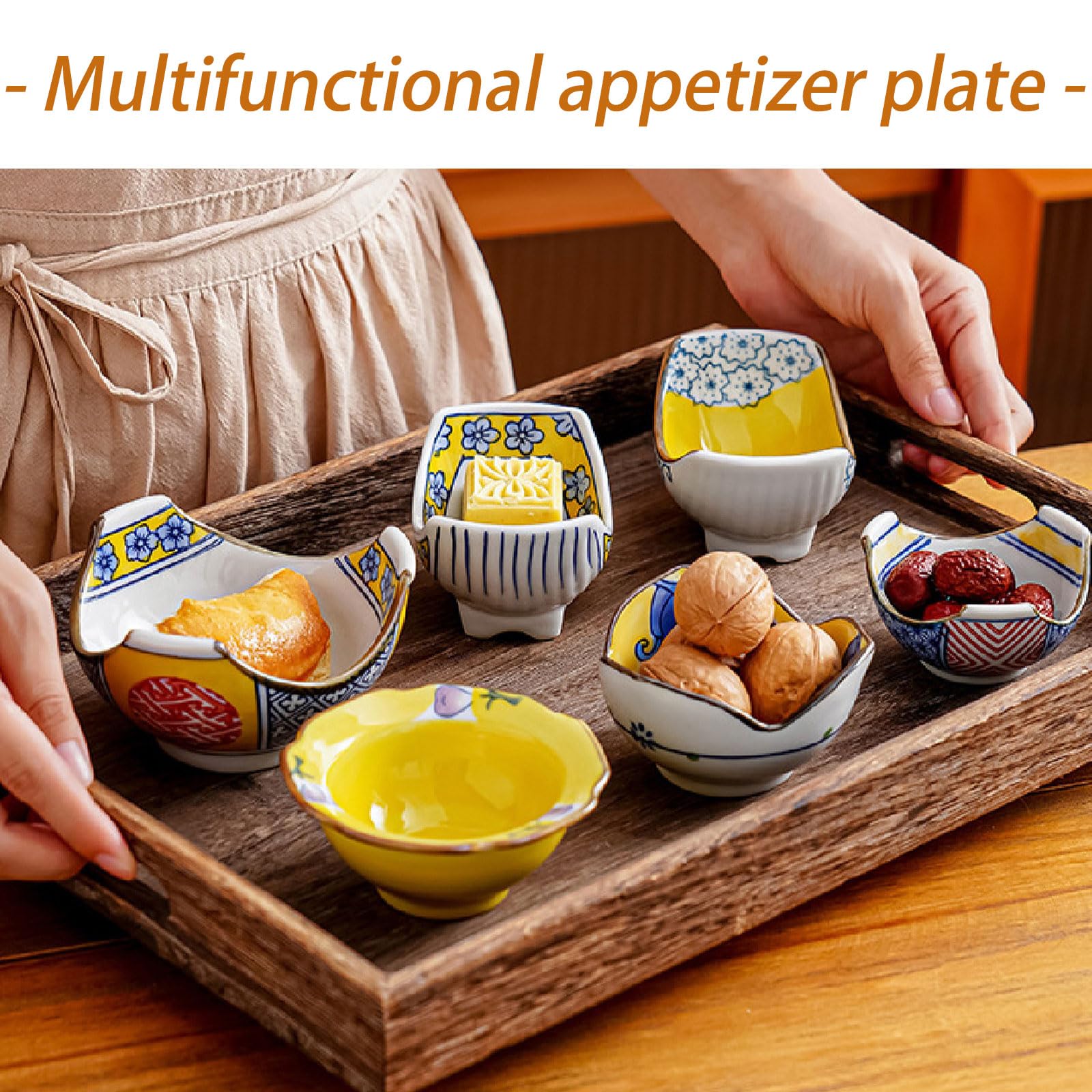 Tapas-Schalen, Keramik-Dip-Schalen, unregelmäßiger Kunst-Dip-Teller, Mini-Vorspeisenteller for Beilagen, Gewürze, Sushi, Ketchup(E)