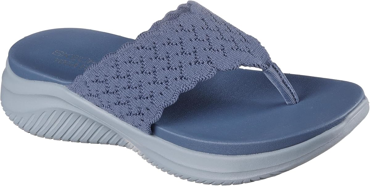 Skechers Women's Ultra Flex 3.0 - Ryhthm Waves | Casual, Yoga Foam, Knit Thong Sandal, Machine Washable, Vegan