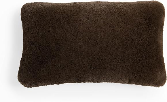 UnHide Squish Lumbar Pillow - Faux Fur Pillow - Extra Soft Throw Pillow - Rectangular Shaped, Polyester Fill - Machine Washable - Perfect for Living Room Or Bedroom - 10 x 18 - Chocolate