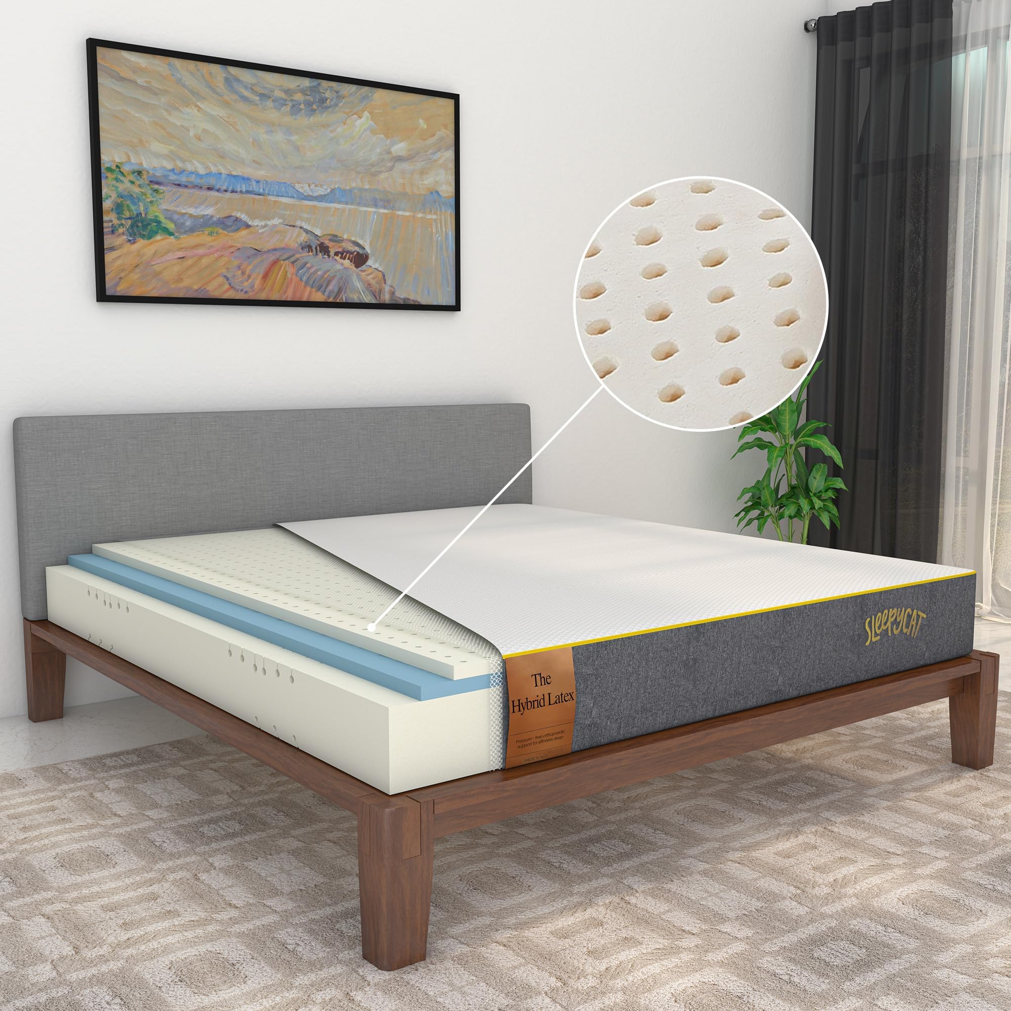SleepyCat Latex Mattress | 10 Years Warranty | Firm, Orthopedic 6-inch Hybrid Mattress with Pinhole Tech Latex & Memory Foam Layers | 5-Zone Support and Bamboo Cover(Single Size, 78x36x6inches)