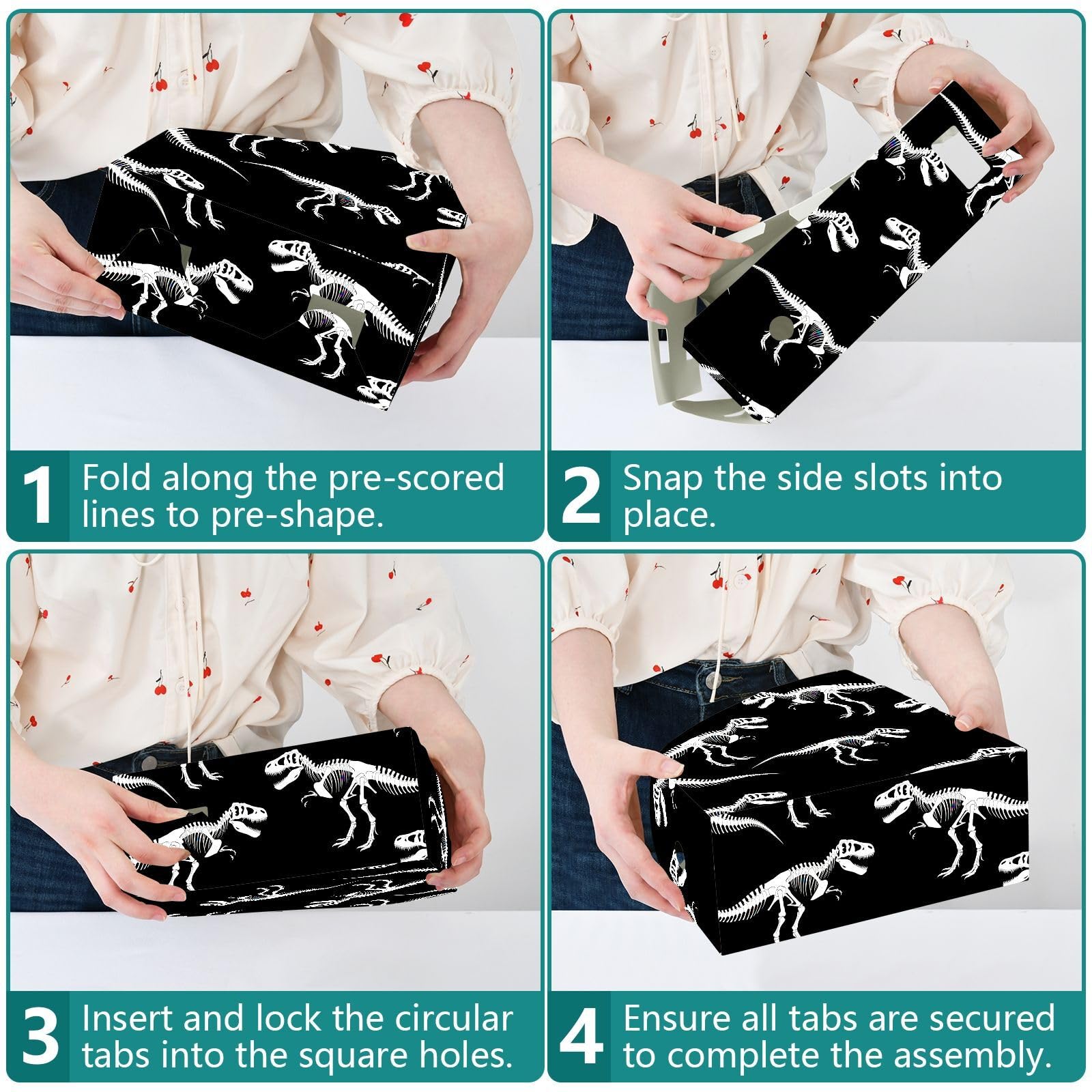 Elegante classico dinosauro nero Paper Organizer per scrivania