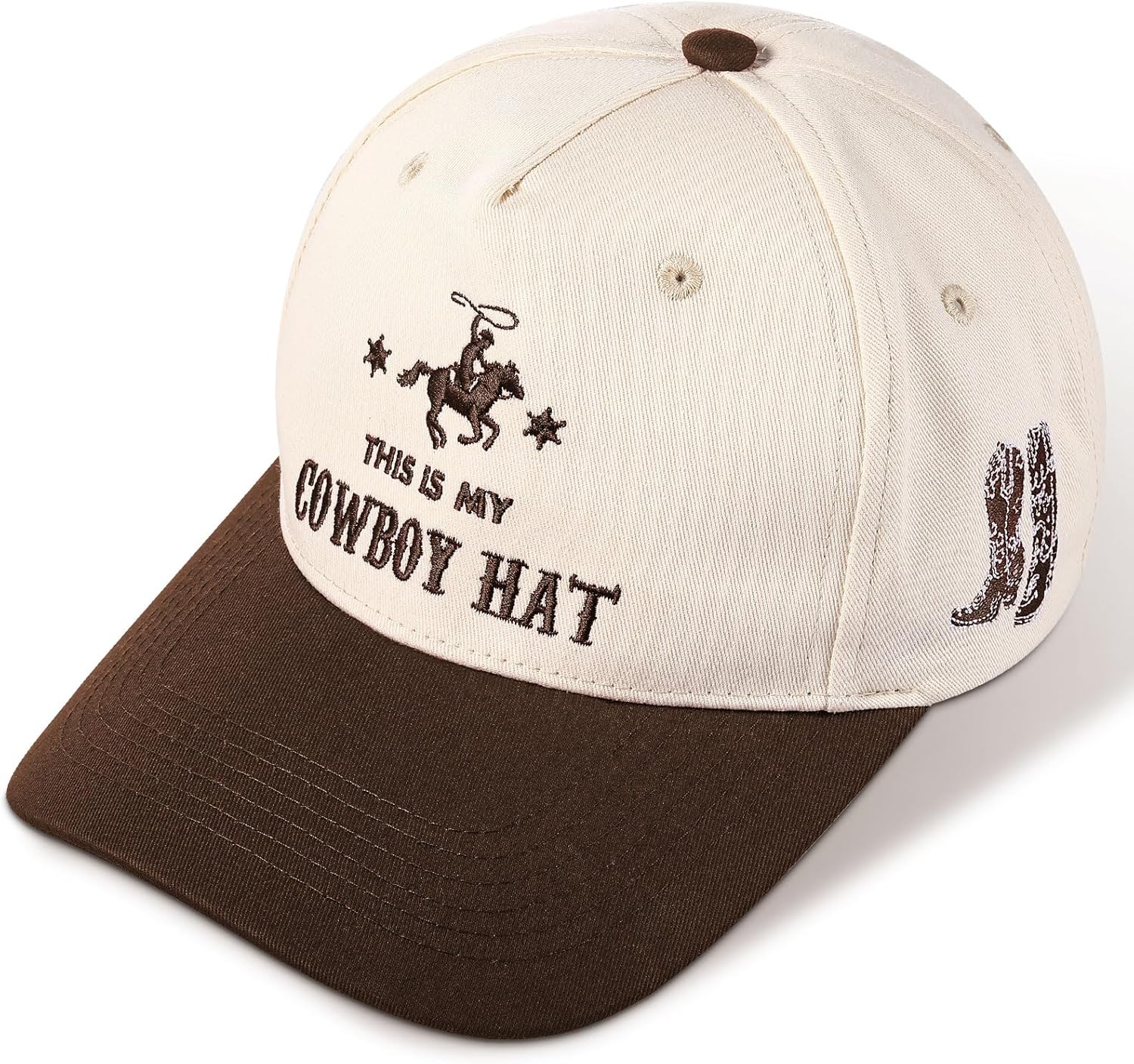 JaGely Two Tone Western Trucker Hat for Women Men Gift Vintage Cowboy Cowgirl Baseball Hat Retro Embroidered Country Cap