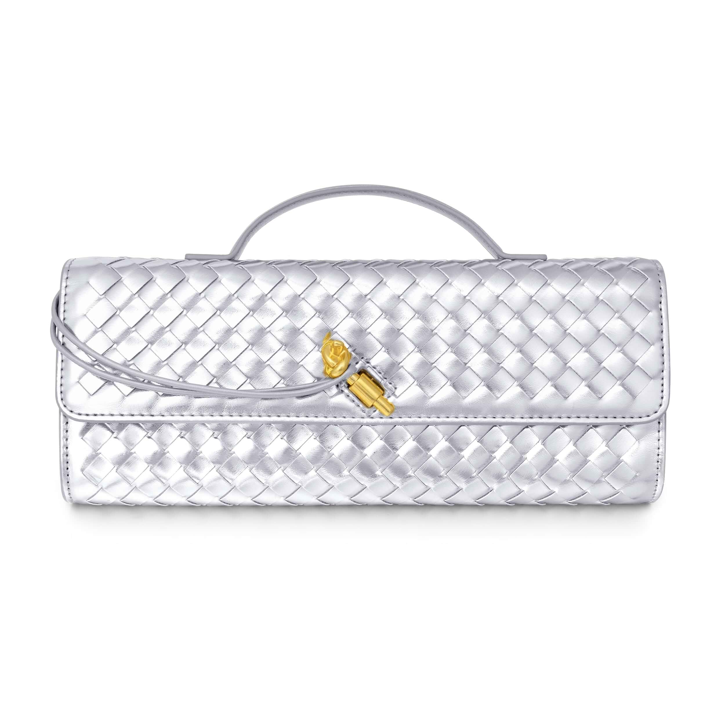 Joryin Woven Purse for Women Evening Clutch Woven Leather Handbags Crossbody Bag Purse Formal Evening Bag, Vegan Leather