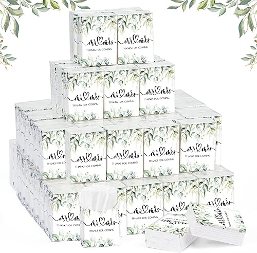 200 pañuelos faciales de boda Mr Mrs Thanks for Coming pañuelos de bolsillo para invitados paquete de servilletas de viaje de 3 capas decoración de