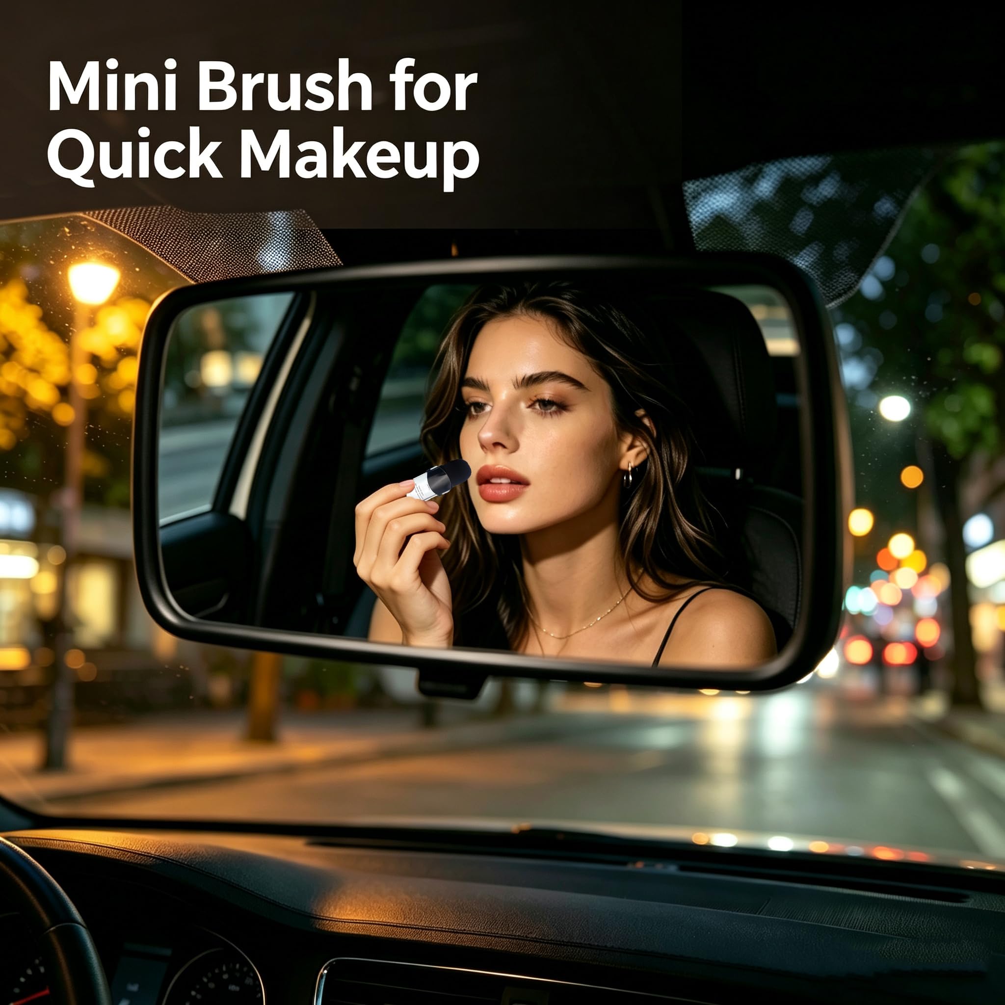 Mini pennello telescopico piatto da viaggio, retrattile, per cipria minerale, contouring, bronzer, cipria, crema solare, fondotinta in crema o cosmetici liquidi (2 pezzi)