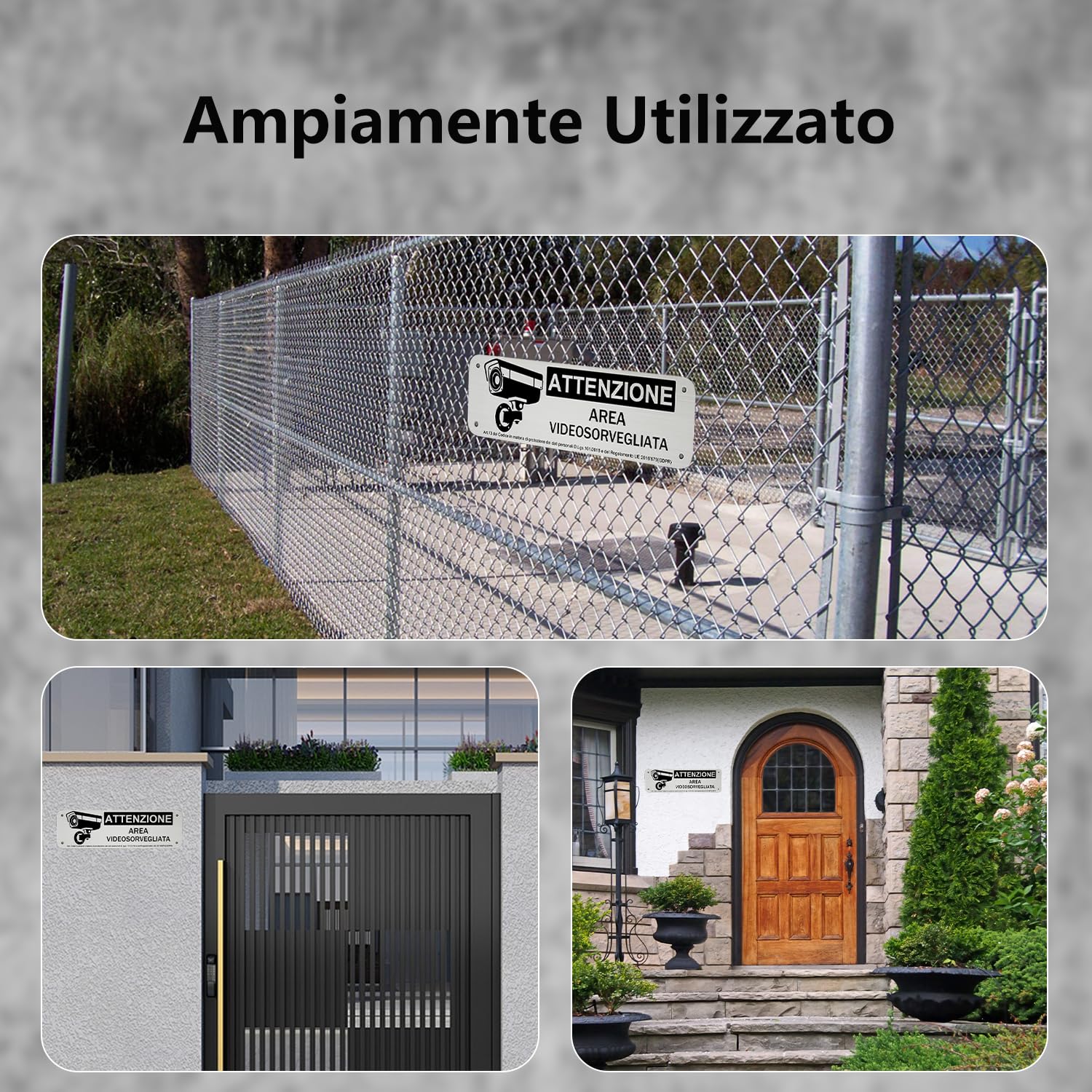 REIGY Cartello Area Videosorvegliata Alluminio da Esterno 15x5 cm, 4pcs Area Sottoposta a Videosorveglianza Adesivo GDPR, Cartelli Privacy Telecamere Sorvegliata per Proprietà Privata