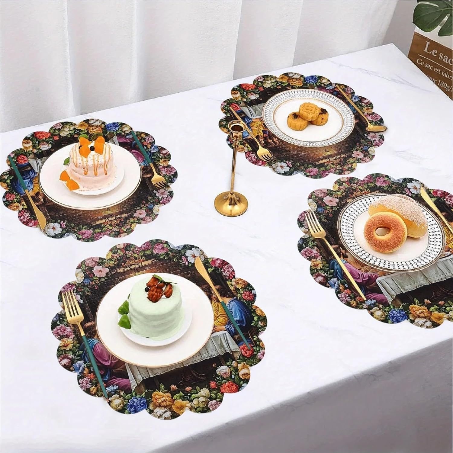 4PC Last Supper Placemats Religious Art Motifs Family Gathering Table Decor and Accessories Home Decor