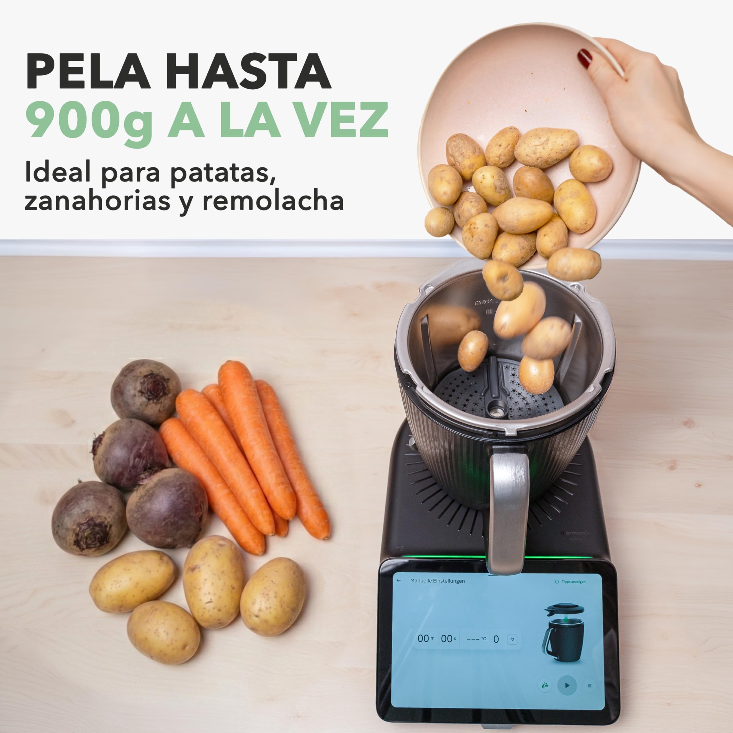 Wundermix Accesorio pelador WunderPeeler V2 para Thermomix TM7 | Compatible TM6, TM5, TM31, pelador de patatas con rallador resistente