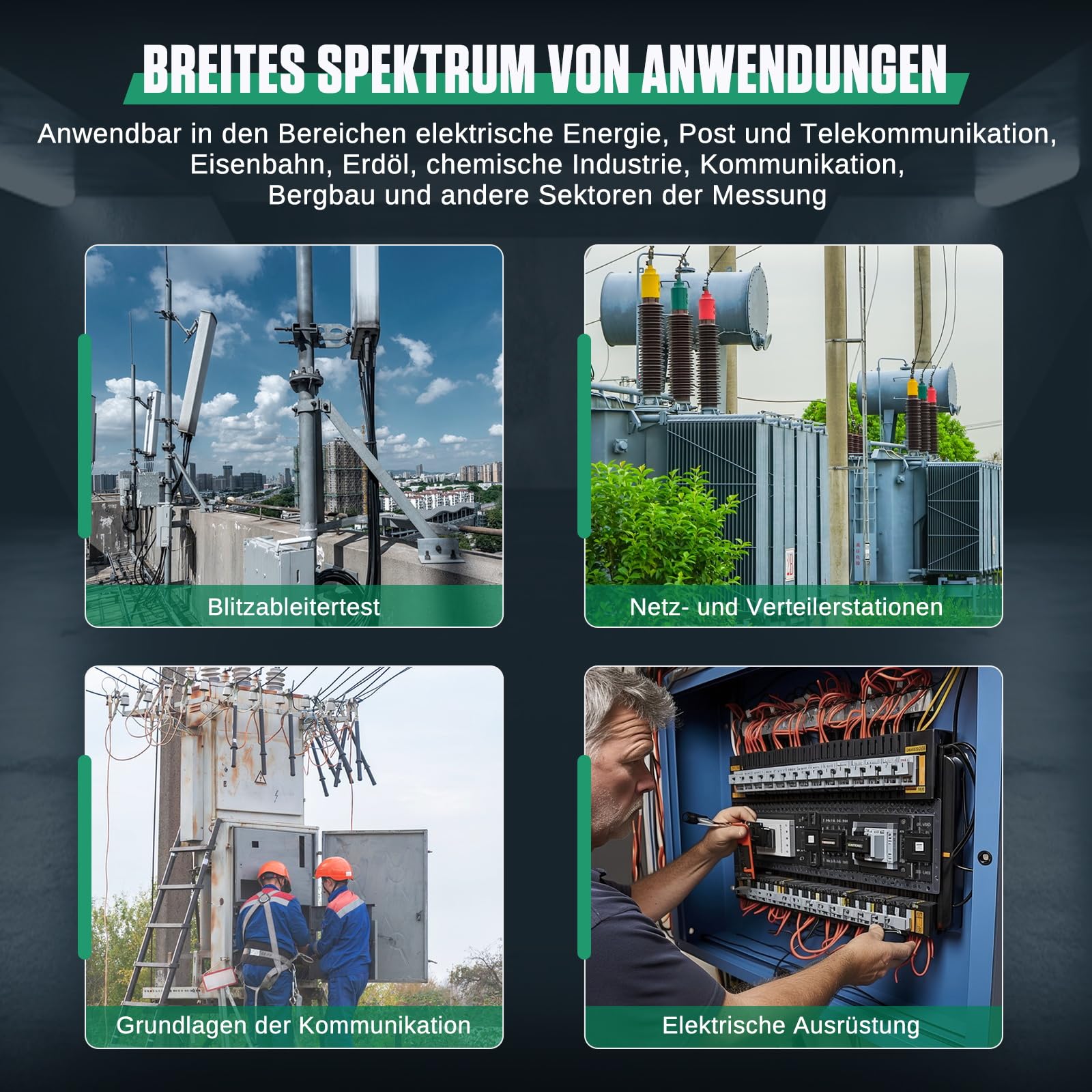 Digitaler Erdungswiderstandsprüfer 0~2000Ω Erdwiderstandstester, Datenspeicher, Erinnerung an schwache Batterie Ohm Real Megohmmeter Earth Resistance Meter