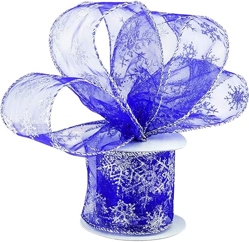 Miniatura 7 de Boao Cinta de organza de 2.5 in de ancho con copos de nieve, cinta transparente con purpurina con carrete para decoración de Navidad, envoltura de