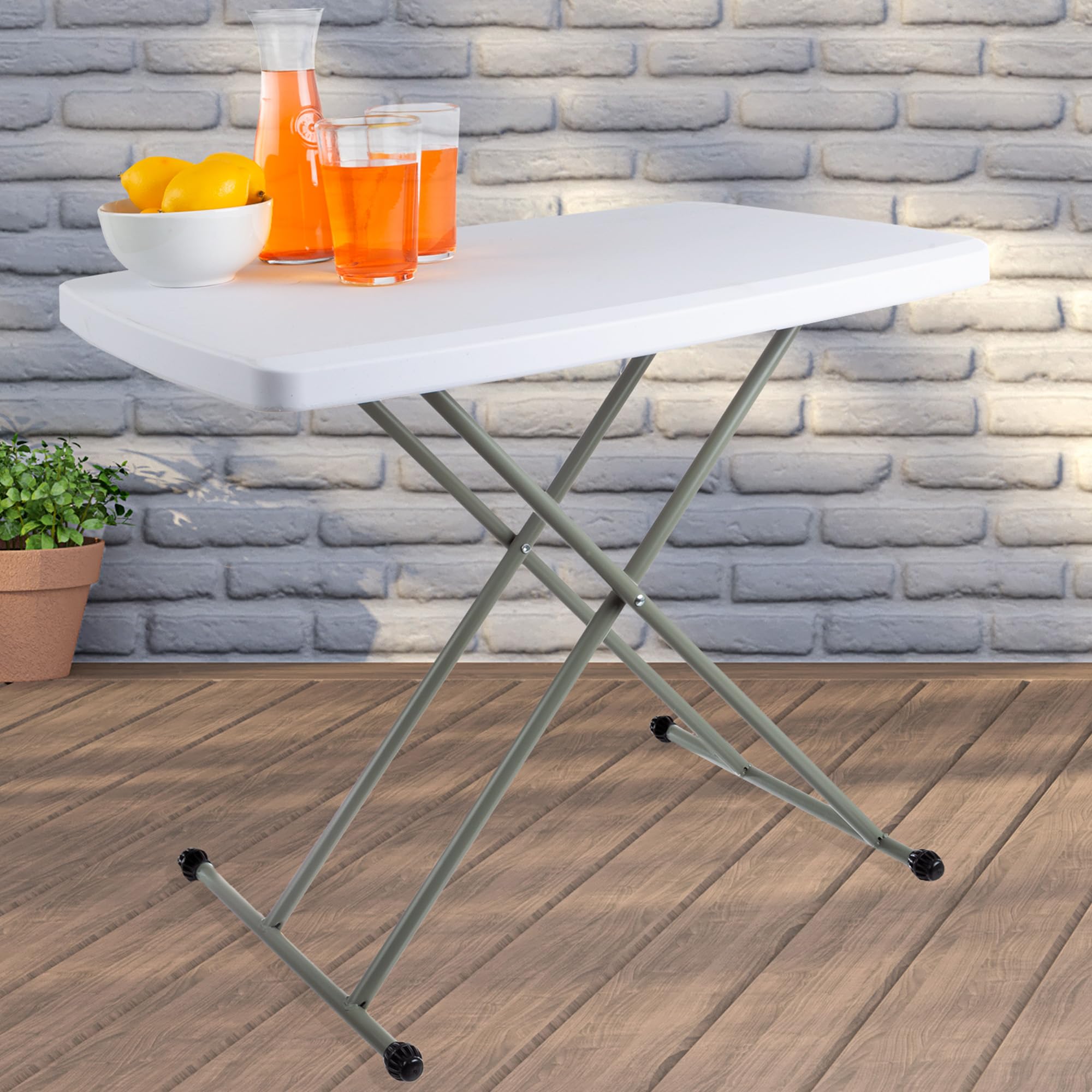 Everyday Home Folding Table - Lightweight Portable Folding Desk - Small Plastic Table for Camping, Playing Cards, and Crafting (White)