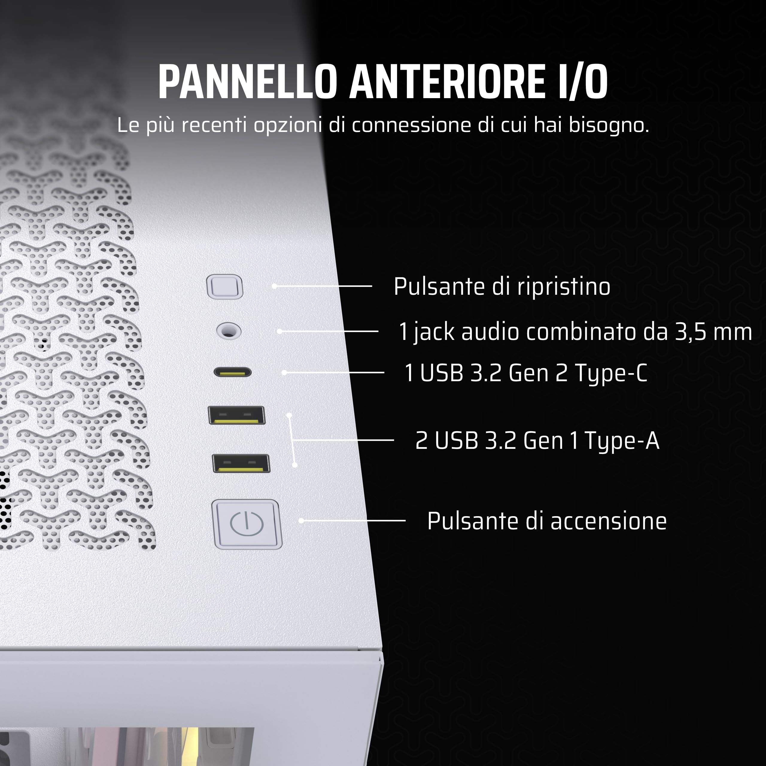 CORSAIR iCUE LINK 3500X RGB Mid-Tower ATX Case per PC - Vetro Panoramico Temperato - Compatibile con Scheda Madre a Connessione Inversa - 3x Ventole CORSAIR RX120 RGB Incluse - Bianco