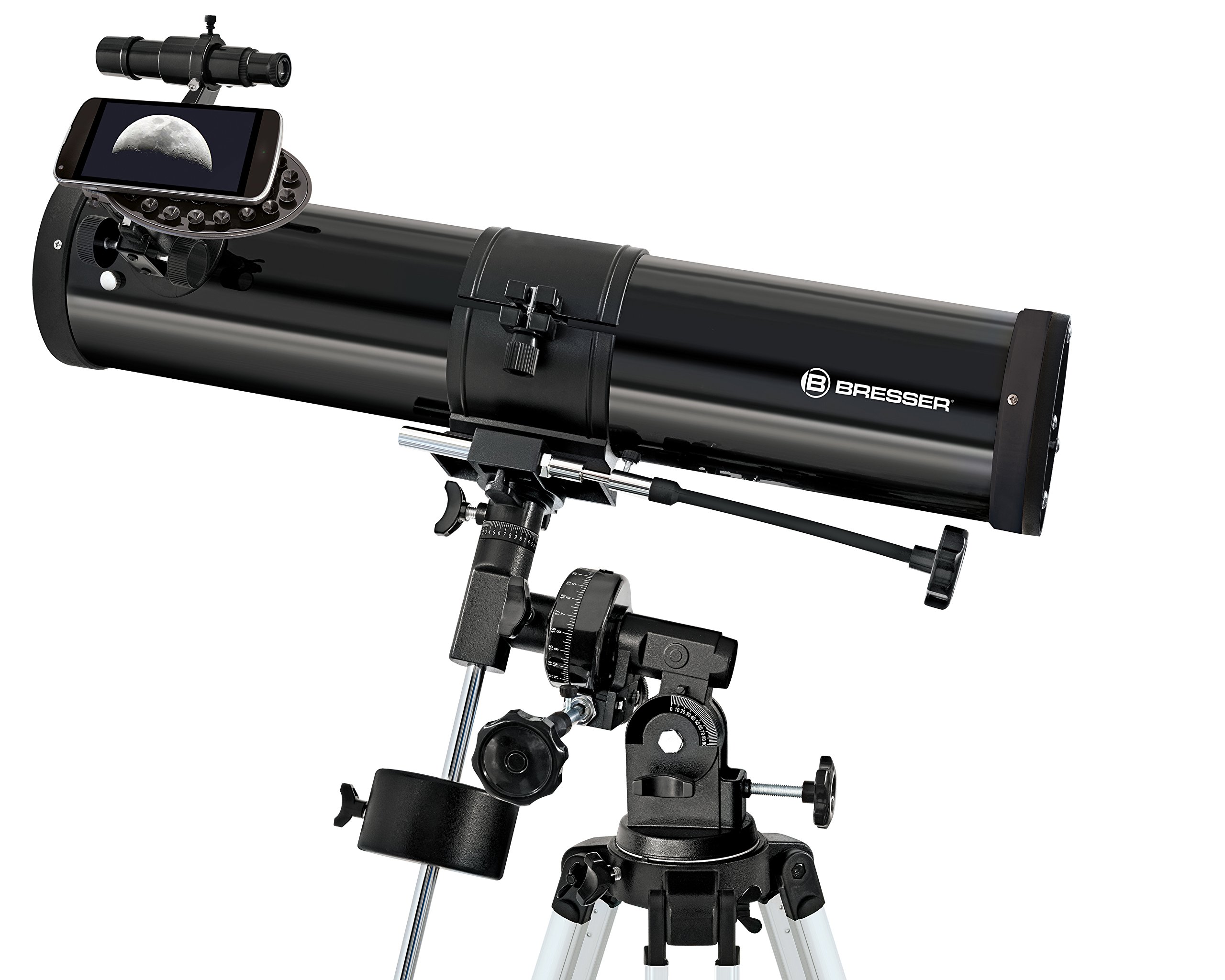 Bresser Telescopio 76/700 Saturn Explorer EQ Espejo telescópico Después de Newton con trípode y Montura y Accesorios