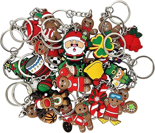 Miniatura 4 de 25 piezas de llaveros de Navidad, etiquetas para llaves, bolsas de regalo, regalo de Navidad, dijes de vacaciones para niños