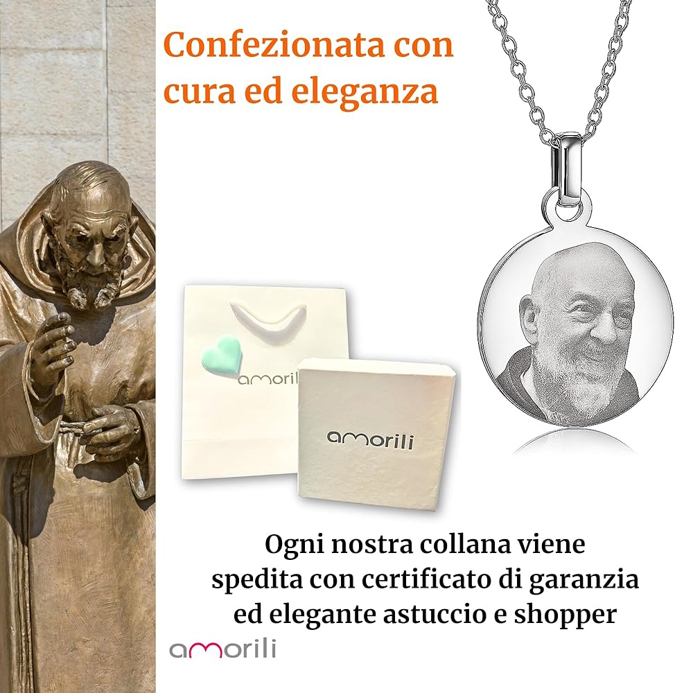 MODA MavillA Portachiavi Padre Pio a colori con confezione regalo