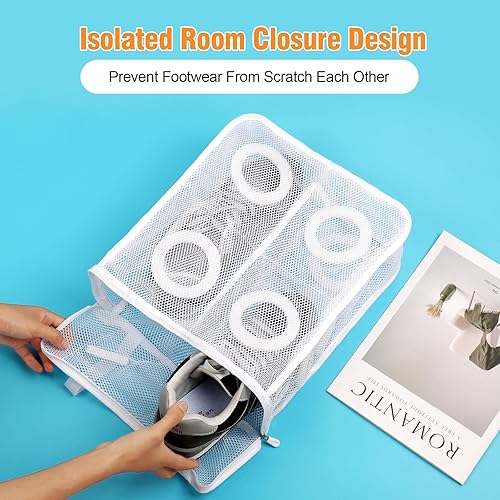 Miniatura 3 de 2 bolsas de lavado de zapatos de malla para lavandería, bolsas de malla para zapatos de gimnasio, zapatillas de deporte, pantuflas