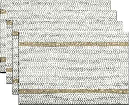 Miniatura 48 de Juego de 8 manteles individuales de hojas, antideslizantes, resistentes al calor, de 18 x 12 pulgadas, de vinilo, lavables, para cocina, interiores