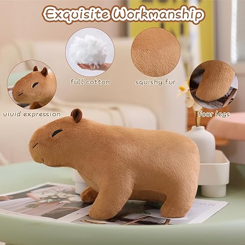 Miniatura 4 de SQEQE Capybara - Peluche de animal de peluche, almohada de peluche suave de Capybara, regalo único de peluche marrón para niños, decoración, 8