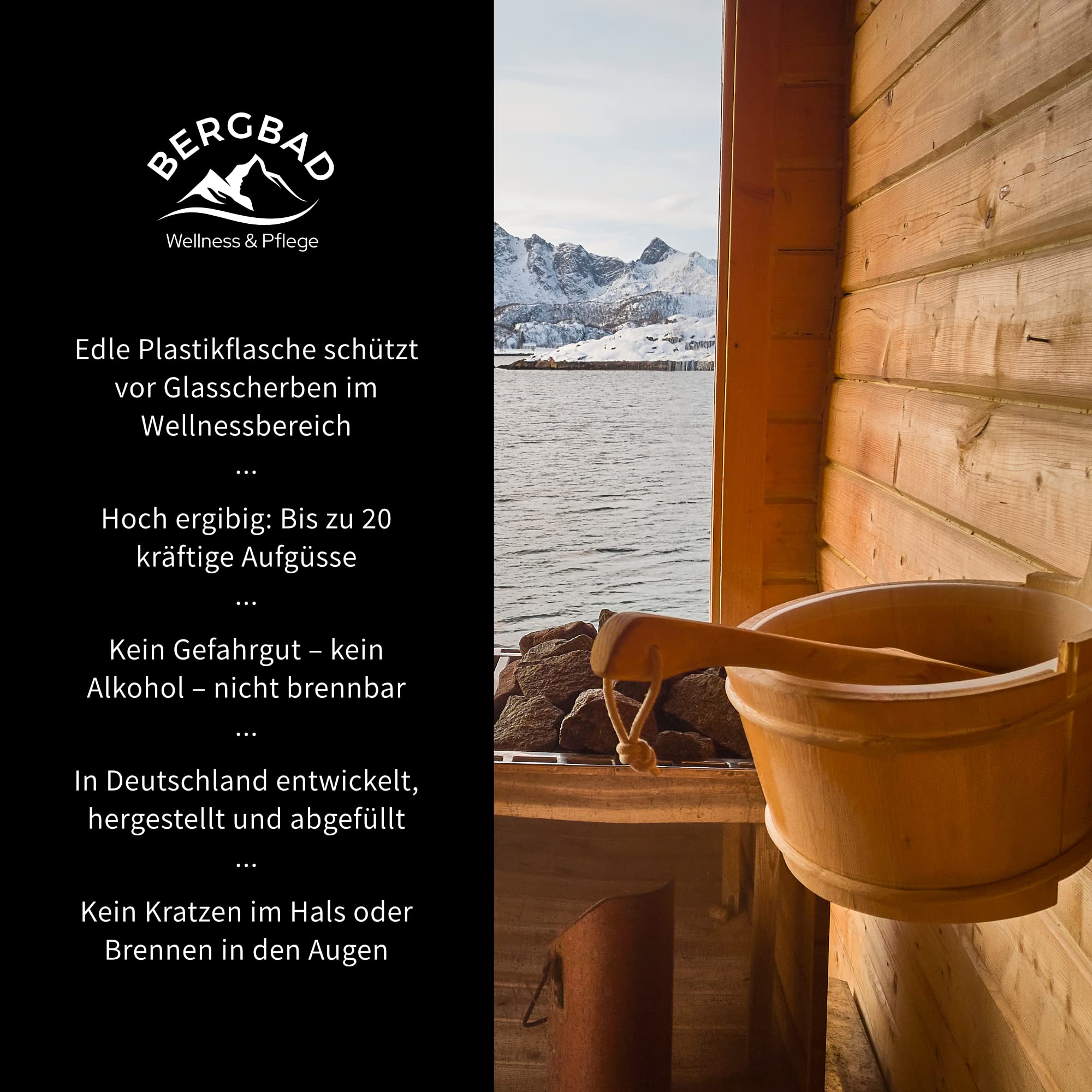 4 x 250ml Saunaaufguss, wohltuendes, erfrischendes Sauna-Aufgussmittel ohne Alkohol - kein Gefahrgut, perfekt für Reisen oder sensible wie Heimsauna Umgebung da nicht brennbar