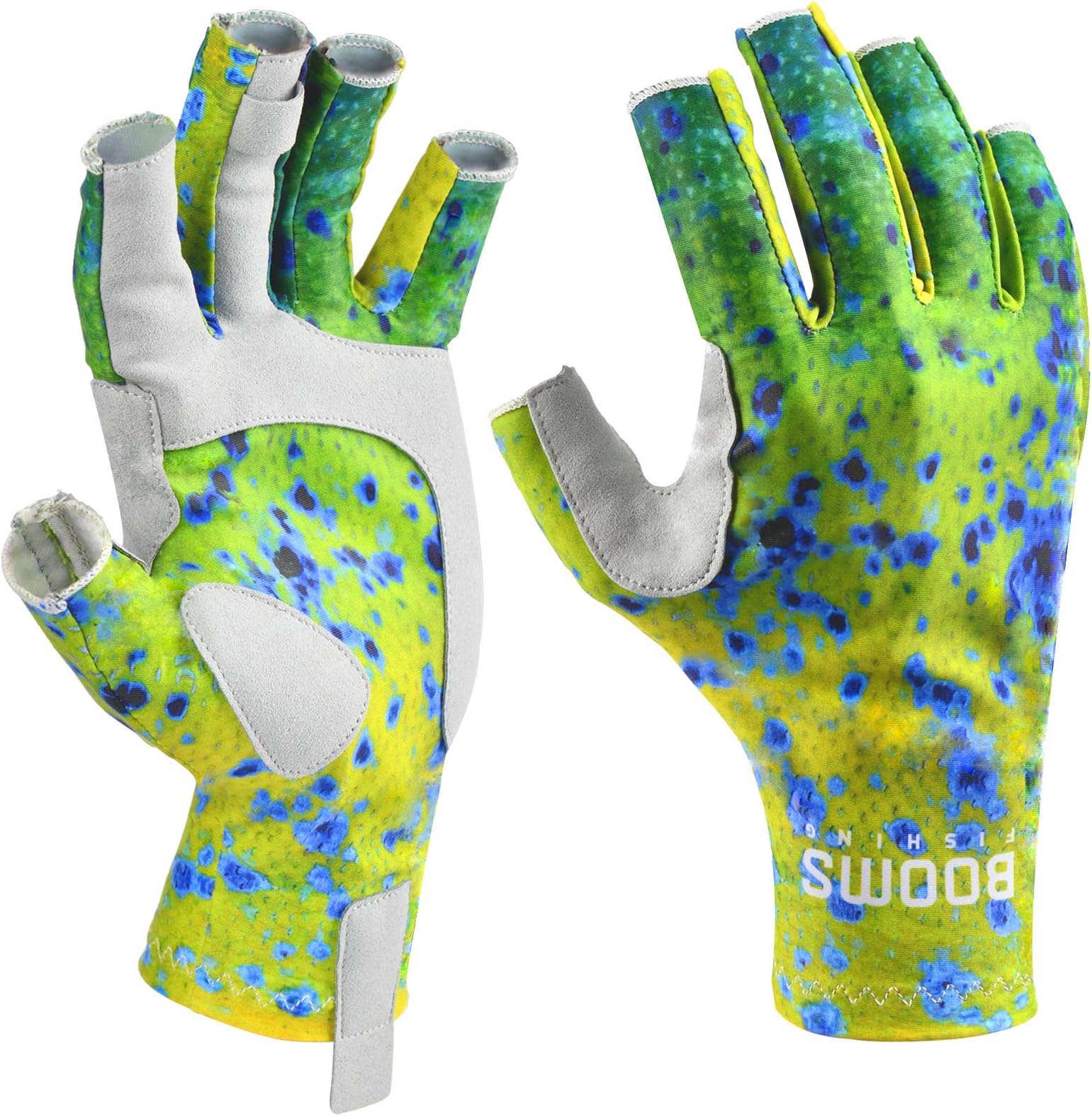 Booms FishingFG2 Fishing Gloves, UPF50+ Sun Protection Gloves, Men Women Fingerless Gloves for Fishing, Kayaking, Hiking, Driving, Motorcycle, Biking, Hunting, Outdoor, Camping, Rowing