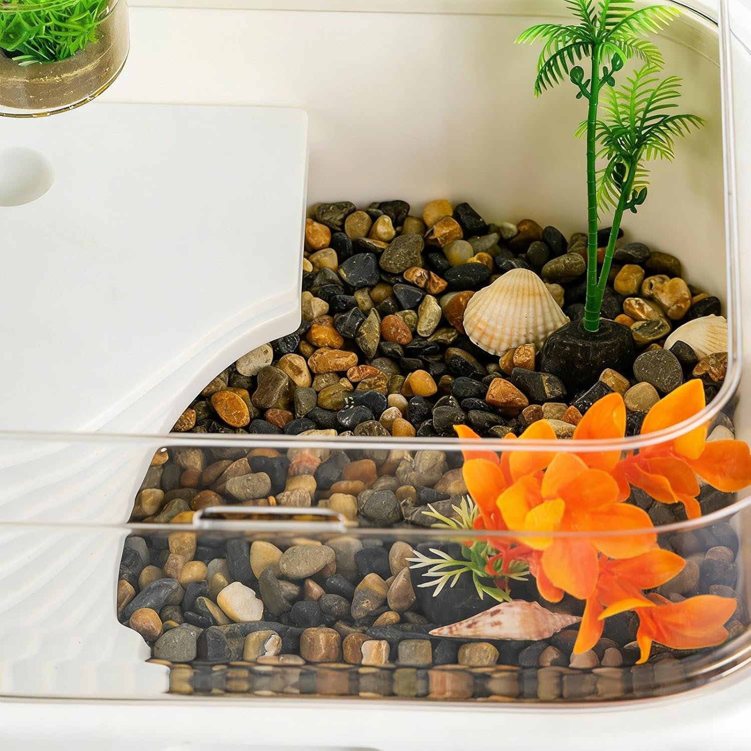 Turtle Tank, 30x26x16cm PP Reptile Enclosure with 5W USB Clip Light, Clear Habitat Kit for Bearded Dragons, Terrapins, Newts, Small Turtles