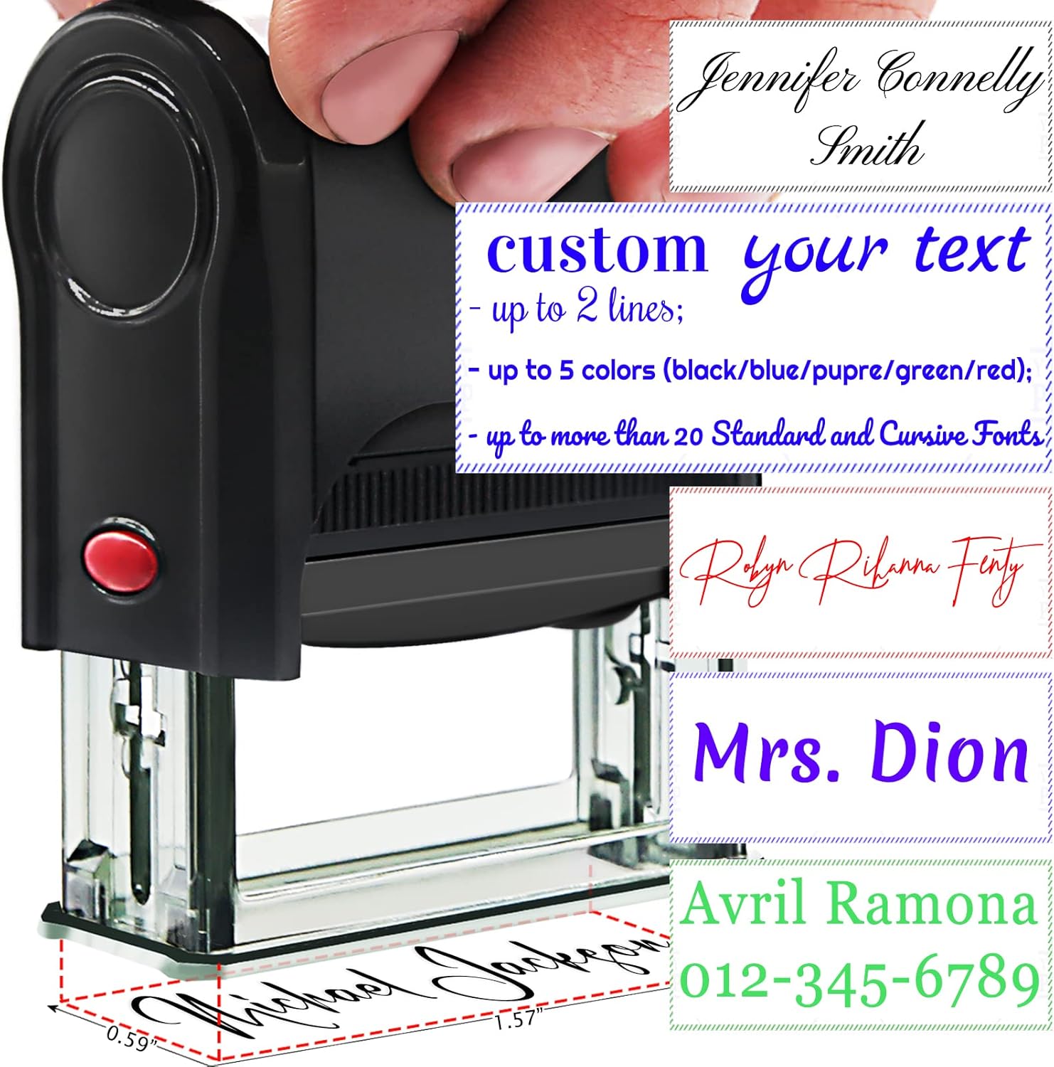 Bertiveny CustomNameStamps SelfInking Signature Stamp Name Stamp Self Inking Personalized