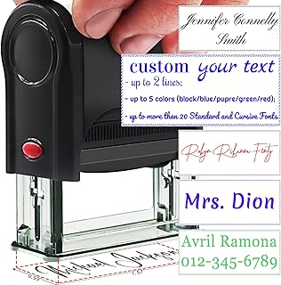 Bertiveny Custom-Name-Stamps Self-Inking Signature Stamp Name Stamp Self Inking Personalized Customized Signature Rubber Stamp -5 Colors Choices and Many Fonts Options -UP to 2 Lines (Small), Black