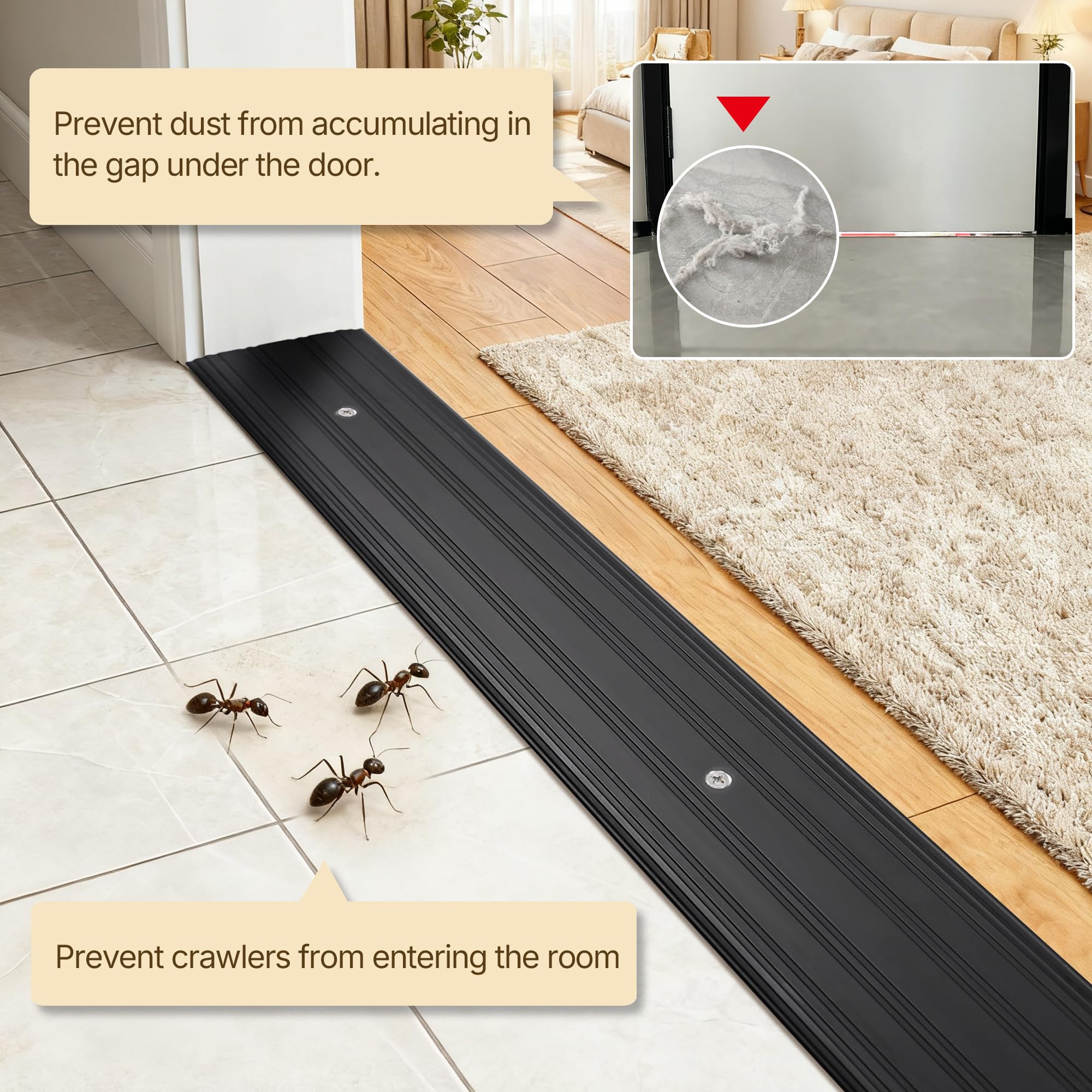 2-Pack 48 X 3 Inch Aluminum Door Threshold With Pre-Drilled Holes & Screws – Non-Slip Fluted Saddle, Flat Profile, Wheelchair Accessible