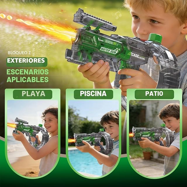 Foto 5 de 7 de Pistola de agua eléctrica para niños, pistola de agua eléctrica totalmente automática con alcance de 8-10 m