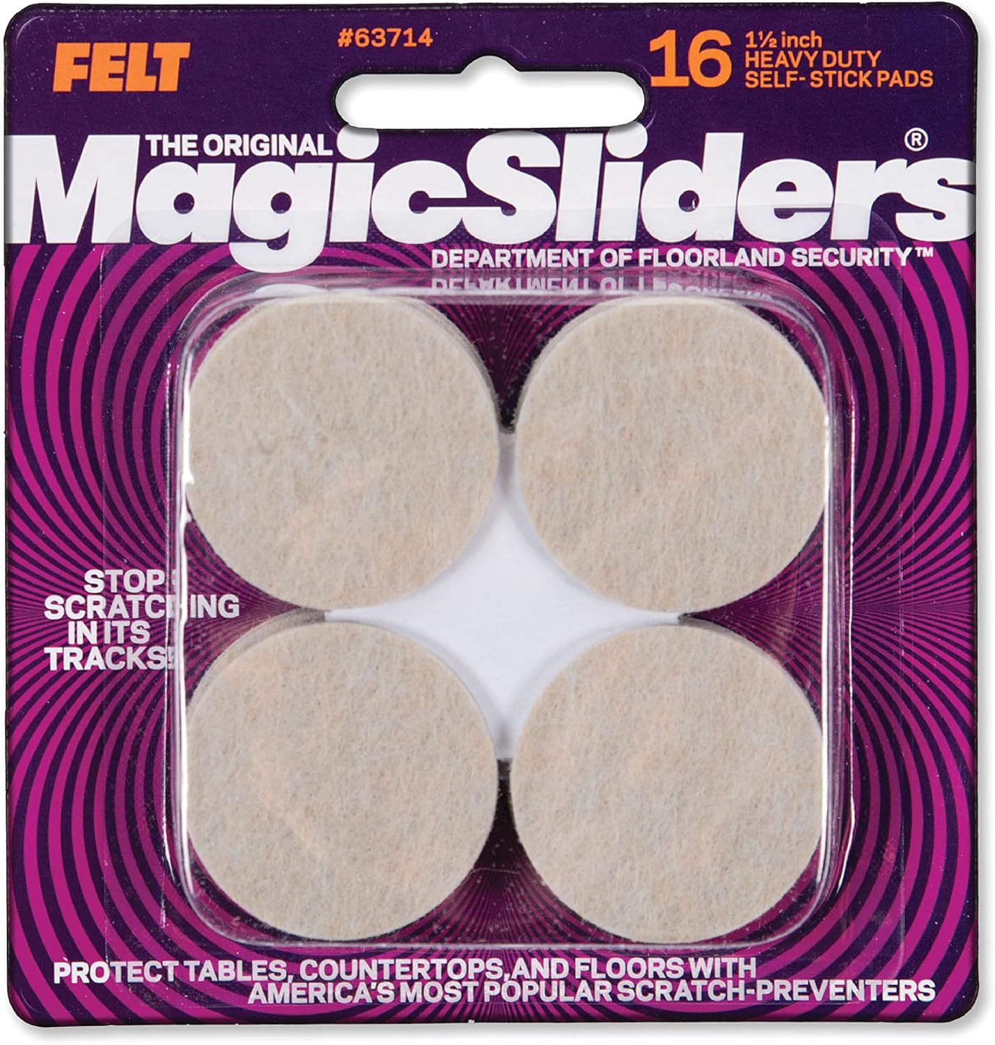 Magic Slider-Heavy Duty Self-Stick Felt Pads – Floor Protectors for Furniture, Tiles, Vinyl, and Hardwood|Colour-Beige|Size-1 1/2 Inch|Pack of 16
