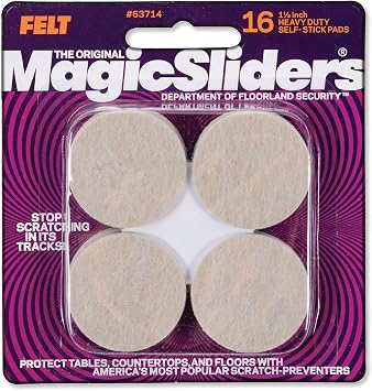 Magic Slider-Heavy Duty Self-Stick Felt Pads Floor Protectors for Furniture, Tiles, Vinyl, and Hardwood|Colour-Beige|Size-1 1/2 Inch|Pack of 16
