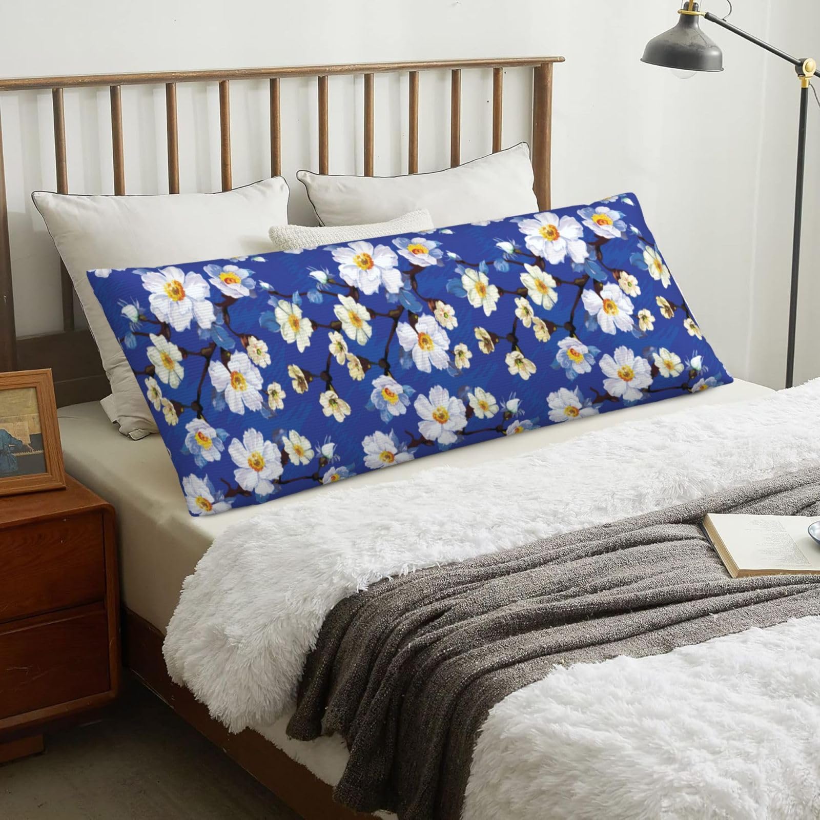 Watercolor Flower, Body Pillow Cover with Zipper,Long Body Pillowcase 20 x 60 in
