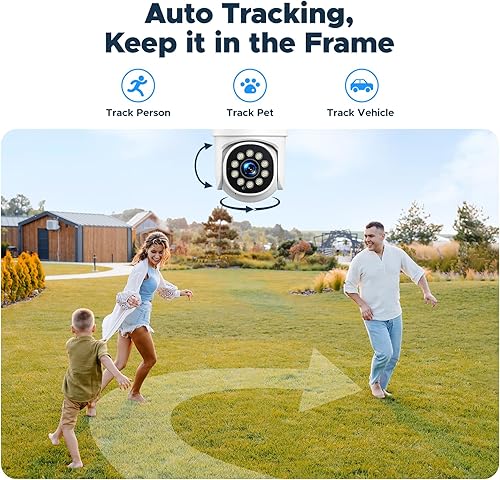 Miniatura 3 de Sistema de cámara de seguridad para el hogar, 4 cámaras inalámbricas PTZ con detección automática de humanos y mascotasvehículos, NVR 4K de 10