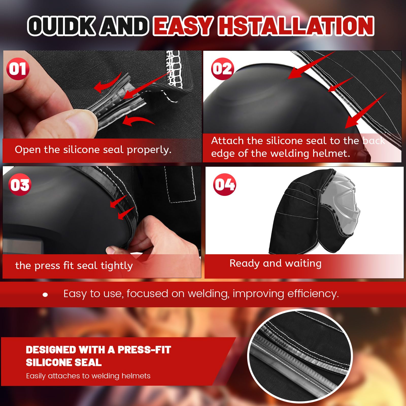 Juego de fundas para casco de soldadura, cubierta trasera envolvente, cubierta trasera para casco envolvente, cubierta extendida con sello de ajuste a presión, protección de cuello de soldadura para