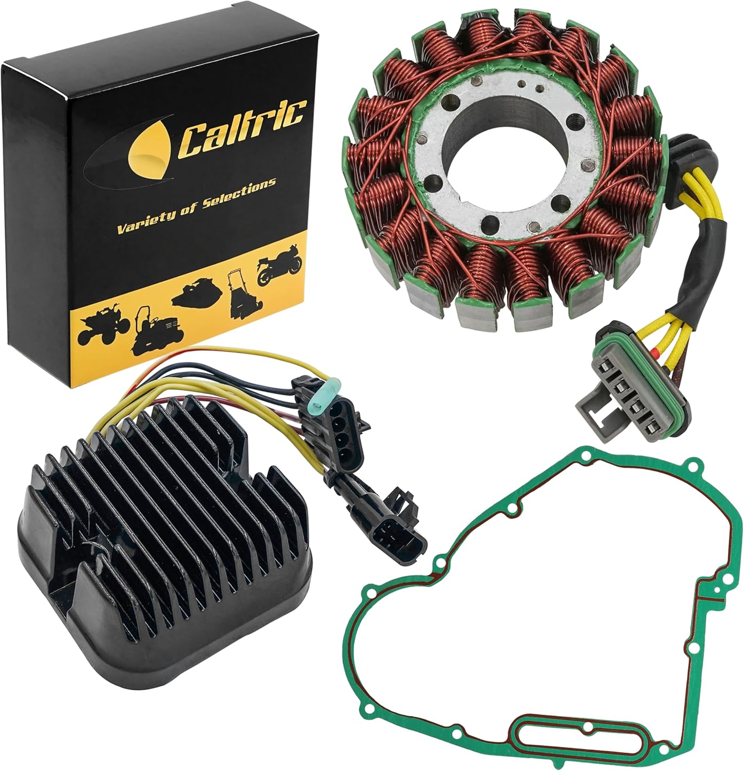 Caltric Stator Regulator Rectifier and Gasket Compatible With Polaris Ranger Crew 700 4X4 2008-2009