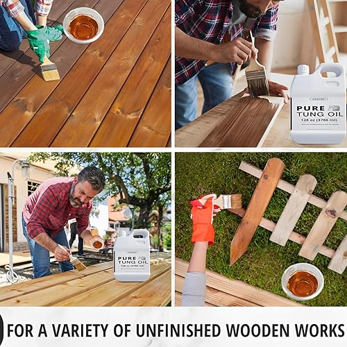 Miniatura 5 de Aceite de tung 100% puro de 32oz para madera al aire libre con cepillo, aceite de tung seguro de grado alimenticio para acabado de madera, sellador