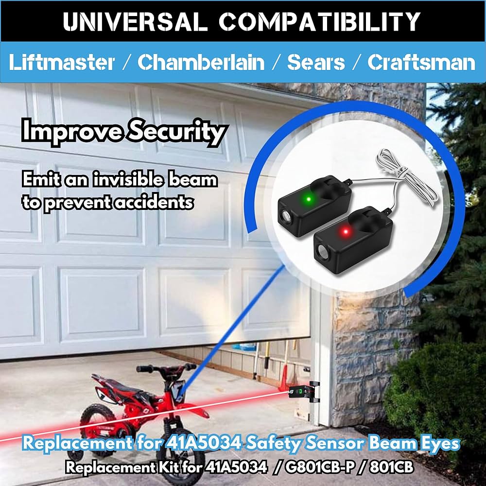 Garage Door Safety Sensor Beam Eyes Kit 41A5034 G801CB-P Replacement